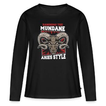 Bélier - T-shirt manches longues Premium bio Femme - noir - Devant - Julia (174cm)