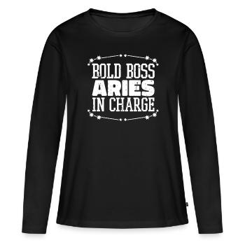 Zodiaque Bélier - T-shirt manches longues Premium bio Femme - noir - Devant - Julia (174cm)