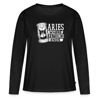 Widder Astrologie - Frauen Premium Bio Langarmshirt - Schwarz - Vorne - Julia (174cm)