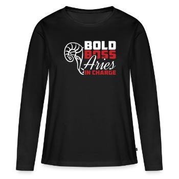 Astrologie Bélier - T-shirt manches longues Premium bio Femme - noir - Devant - Julia (174cm)