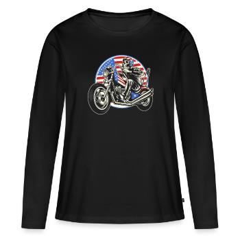 Moto Motard Motard - T-shirt manches longues Premium bio Femme - noir - Devant - Julia (174cm)
