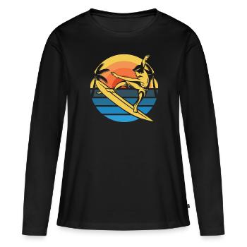 Surfer Surfen - Frauen Premium Bio Langarmshirt - Schwarz - Vorne - Julia (174cm)