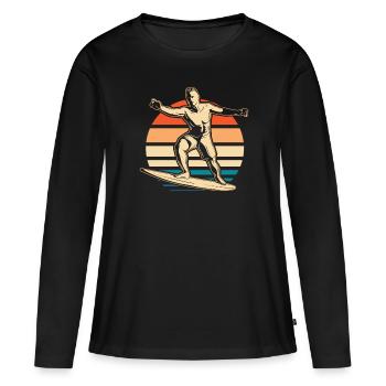 Surfer Surfen - Frauen Premium Bio Langarmshirt - Schwarz - Vorne - Julia (174cm)