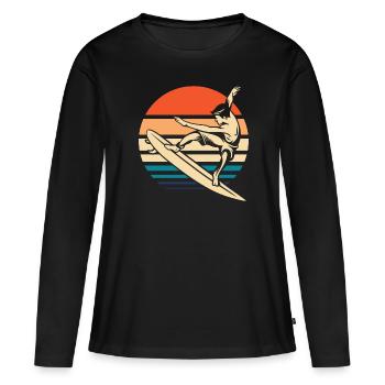 Surfer Surfen - Frauen Premium Bio Langarmshirt - Schwarz - Vorne - Julia (174cm)