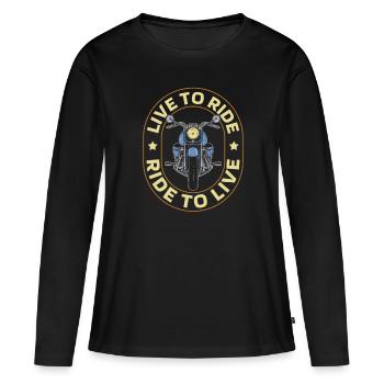 Moto Motard Motard - T-shirt manches longues Premium bio Femme - noir - Devant - Julia (174cm)