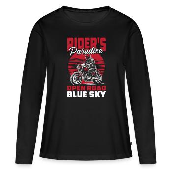 Moto Motard Motard - T-shirt manches longues Premium bio Femme - noir - Devant - Julia (174cm)