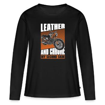 Moto Motard Motard - T-shirt manches longues Premium bio Femme - noir - Devant - Julia (174cm)