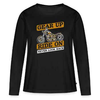 Moto Motard Motard - T-shirt manches longues Premium bio Femme - noir - Devant - Julia (174cm)