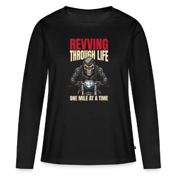 Moto Motard Motard - T-shirt manches longues Premium bio Femme - noir - Devant - Julia (174cm)