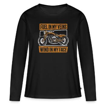 Moto Motard Motard - T-shirt manches longues Premium bio Femme - noir - Devant - Julia (174cm)