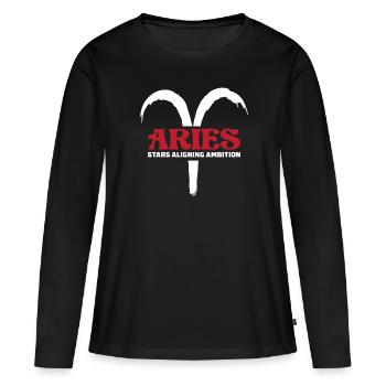 Astrologie Bélier - T-shirt manches longues Premium bio Femme - noir - Devant - Julia (174cm)