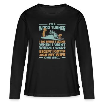 Tourneurs sur bois Tourneurs sur bois - T-shirt manches longues Premium bio Femme - noir - Devant - Julia (174cm)