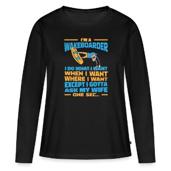 Wakeboard Wakeboarder - T-shirt manches longues Premium bio Femme - noir - Devant - Julia (174cm)