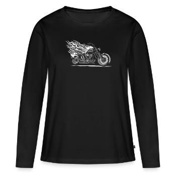 Moto Motard Motard - T-shirt manches longues Premium bio Femme - noir - Devant - Julia (174cm)