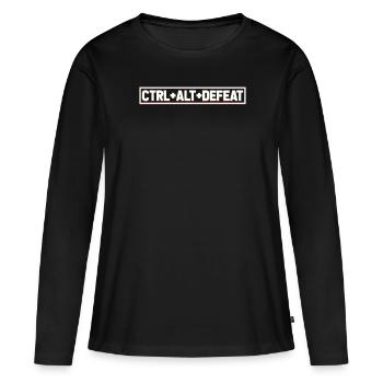 Gamer Gaming Raccourcis clavier Ctrl Alt Défaite - T-shirt manches longues Premium bio Femme - noir - Devant - Julia (174cm)