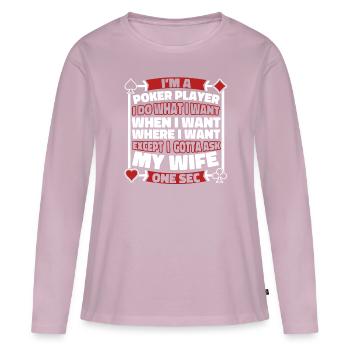 Poker - T-shirt manches longues Premium bio Femme - rose poudré - Devant - Julia (174cm)