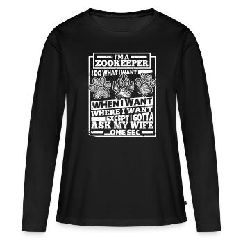 Gardien de zoo Gardien de zoo - T-shirt manches longues Premium bio Femme - noir - Devant - Julia (174cm)