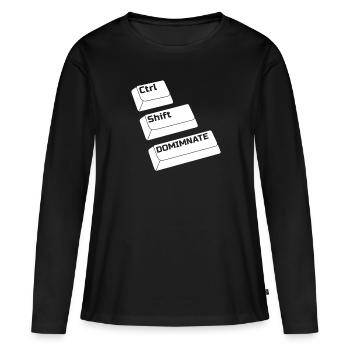 Gamer Gaming Raccourcis clavier Ctrl Alt Défaite - T-shirt manches longues Premium bio Femme - noir - Devant - Julia (174cm)