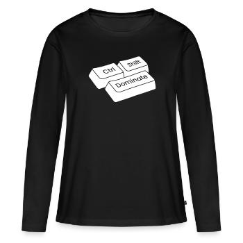 Gamer Gaming Raccourcis clavier Ctrl Alt Défaite - T-shirt manches longues Premium bio Femme - noir - Devant - Julia (174cm)