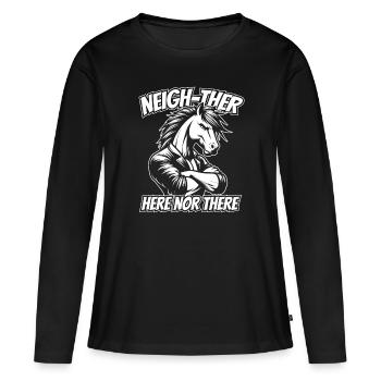 Sports équestres équestres à cheval - T-shirt manches longues Premium bio Femme - noir - Devant - Julia (174cm)