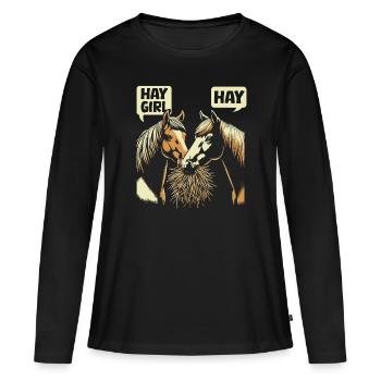 Sports équestres équestres à cheval - T-shirt manches longues Premium bio Femme - noir - Devant - Julia (174cm)