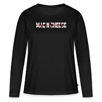 Mac N Cheese Mac And Cheese Ekg Heartbeat - Frauen Premium Bio Langarmshirt - Schwarz - Vorne - Julia (174cm)