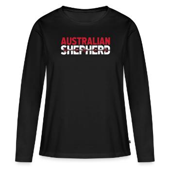 Rythme cardiaque de l’électrocardiogramme du berger australien - T-shirt manches longues Premium bio Femme - noir - Devant - Julia (174cm)