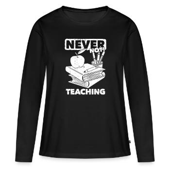 Enseignante pédagogue - T-shirt manches longues Premium bio Femme - noir - Devant - Julia (174cm)