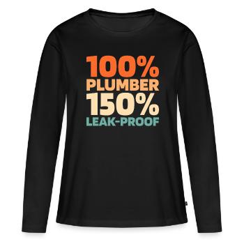 Plombier installateur - T-shirt manches longues Premium bio Femme - noir - Devant - Julia (174cm)