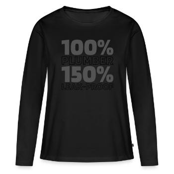 Plombier installateur - T-shirt manches longues Premium bio Femme - noir - Devant - Julia (174cm)
