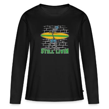 Surfer Surfen - Frauen Premium Bio Langarmshirt - Schwarz - Vorne - Julia (174cm)