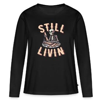 Charpentier Charpentier Charpentier - T-shirt manches longues Premium bio Femme - noir - Devant - Julia (174cm)