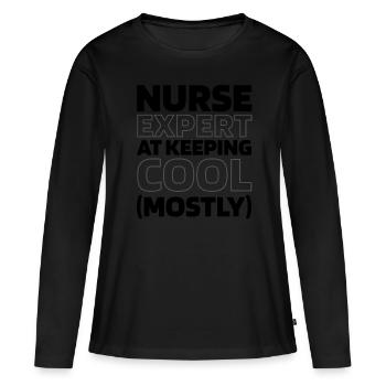 Infirmier - T-shirt manches longues Premium bio Femme - noir - Devant - Julia (174cm)