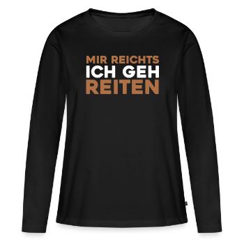 Cheval Équitation J’en ai assez, je vais faire de l’équitation - T-shirt manches longues Premium bio Femme - noir - Devant - Julia (174cm)