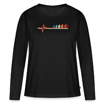 Tischtennis Pingpong Ekg Heartbeat - Frauen Premium Bio Langarmshirt - Schwarz - Vorne - Julia (174cm)
