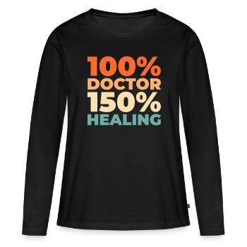 Médecin de famille Médecin - T-shirt manches longues Premium bio Femme - noir - Devant - Julia (174cm)