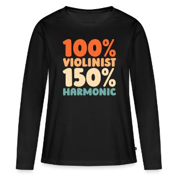 Violon Violon - T-shirt manches longues Premium bio Femme - noir - Devant - Julia (174cm)