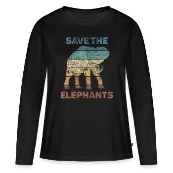 Elephant Lover Spirit Animal Design - Women's Premium Organic Long Sleeve Shirt - black - Front - Julia (174cm)