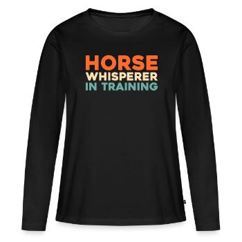 Cheval Cheval Cheval Chuchoteur de Cheval - T-shirt manches longues Premium bio Femme - noir - Devant - Julia (174cm)