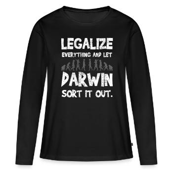 Evolutionary humor meets Darwinism - Women's Premium Organic Long Sleeve Shirt - black - Front - Julia (174cm)
