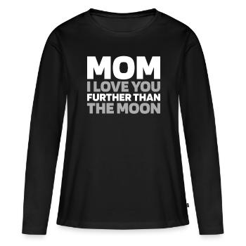Lune Luna Amour Lune Maman - T-shirt manches longues Premium bio Femme - noir - Devant - Julia (174cm)