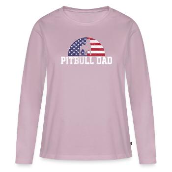 Pitbull Dad Papa Love Bond Unique Design - T-shirt manches longues Premium bio Femme - rose poudré - Devant - Julia (174cm)
