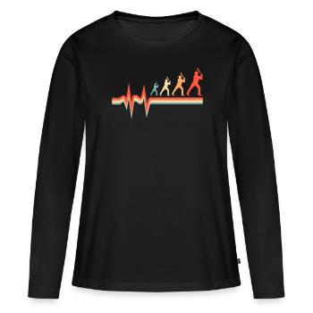 Battement de cœur d’électrocardiogramme de softball - T-shirt manches longues Premium bio Femme - noir - Devant - Julia (174cm)