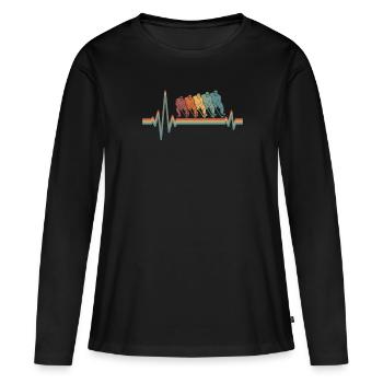 Rythme cardiaque d’électrocardiogramme de hockey sur glace - T-shirt manches longues Premium bio Femme - noir - Devant - Julia (174cm)
