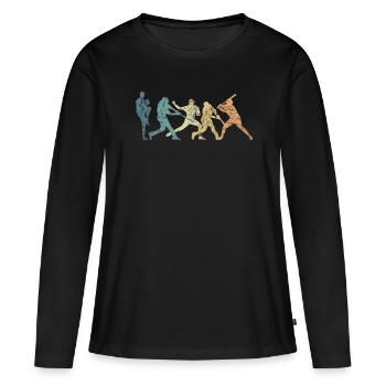 Baseball Retro Evolution Cooles und lustiges - Frauen Premium Bio Langarmshirt - Schwarz - Vorne - Julia (174cm)