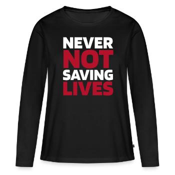 Service d’ambulance Paramédic Paramédical - T-shirt manches longues Premium bio Femme - noir - Devant - Julia (174cm)