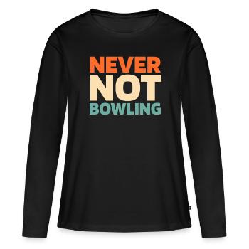 Bowling Bowlen Bowler - Frauen Premium Bio Langarmshirt - Schwarz - Vorne - Julia (174cm)