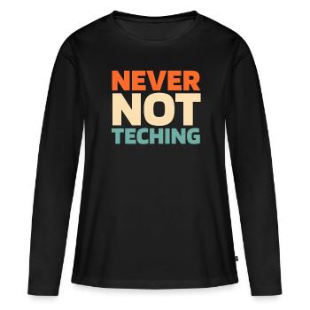 Enseignant Pédagogue - T-shirt manches longues Premium bio Femme - noir - Devant - Julia (174cm)