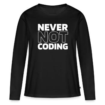 Développeur Codeur Programmeur - T-shirt manches longues Premium bio Femme - noir - Devant - Julia (174cm)