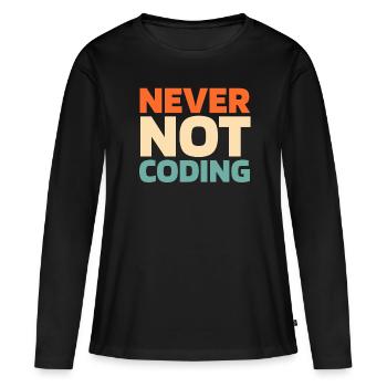 Développeur Codeur Programmeur - T-shirt manches longues Premium bio Femme - noir - Devant - Julia (174cm)